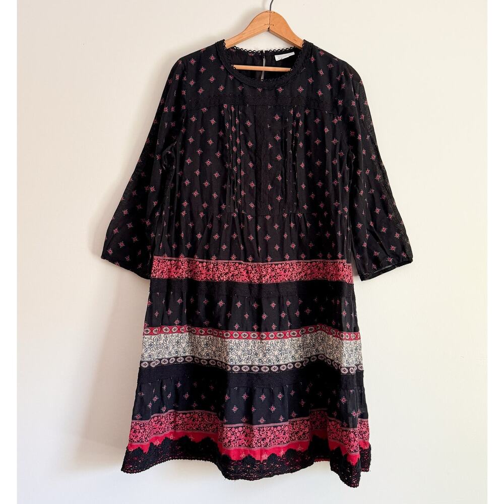 J Jill Pintuck Floral Boho Dress Cottagecore Bohemian Whimsygoth Prairie Medium